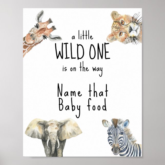 Safari-Tiere - Name dieses Babynahrung Poster (Vorne)