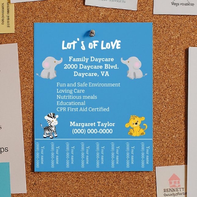 Safari-Tiere: Niedliche Kinderbetreuung Flyer (Von Creator hochgeladen)