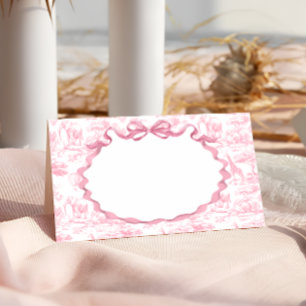 Safari-Tiere Rosa Toile de Jouy Baby Shower Platzkarte