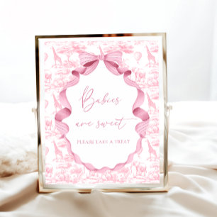 Safari-Tiere Rosa Toile de Jouy Babys sind süß Poster