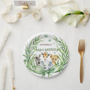 Safari-Tiere Süße Schleife Baby Shower Pappteller