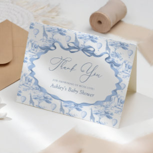 Safari-Tiere Toile de Jouy Baby Shower Dankeschön Dankeskarte