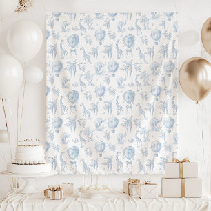 Safari-Tiere Toile de Jouy Blue Babydusche Wandteppich