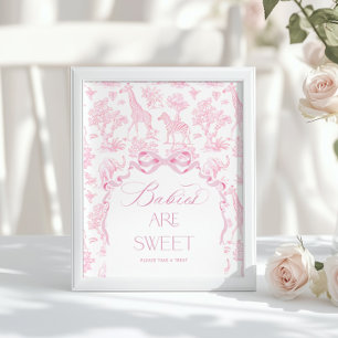 Safari-Tiere Toile de Jouy Rosa Babys sind süß Poster