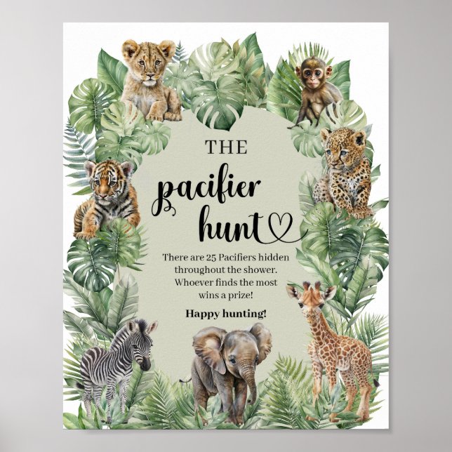 Safari-Tiere Tropical Der Schnuller Jagd Poster (Vorne)
