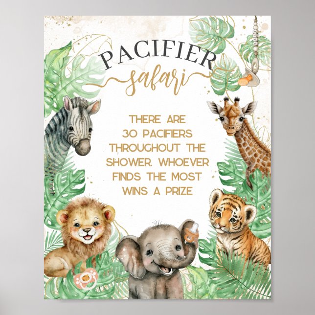 Safari-Tiere Tropische Dusche Schnuller Jagdwild Poster (Vorne)