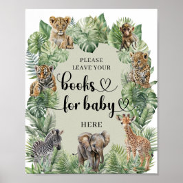 Safari-Tiere Tropische Grünbücher für Babys Poster