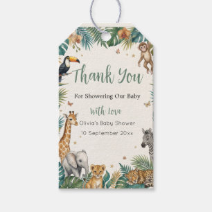 Safari-Tiere Tropische Jungle-Babyparty Geschenkanhänger