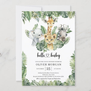Safari Tiere Tropische Vegetation Boy Baby Dusche Einladung