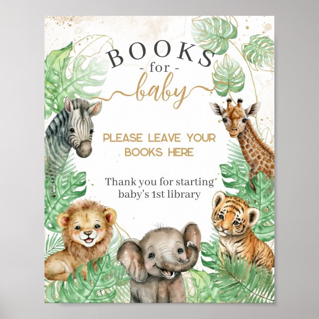 Safari-Tiere Tropische Vegetation Kinderduschbüche Poster (Vorne)