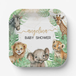 Safari-Tiere Tropische Vegetation Kinderdusche Pappteller