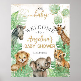 Safari-Tiere Tropische Vegetation Kinderdusche Poster