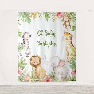 Safari-Tiere tropischer Hintergrund für Baby-Party Wandteppich