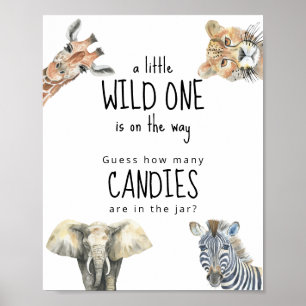 Safari-Tiere - Wie viele Süßigkeiten sind im Glas Poster