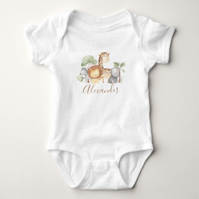 Safari Tiere wild Baby Strampler (Vorderseite)