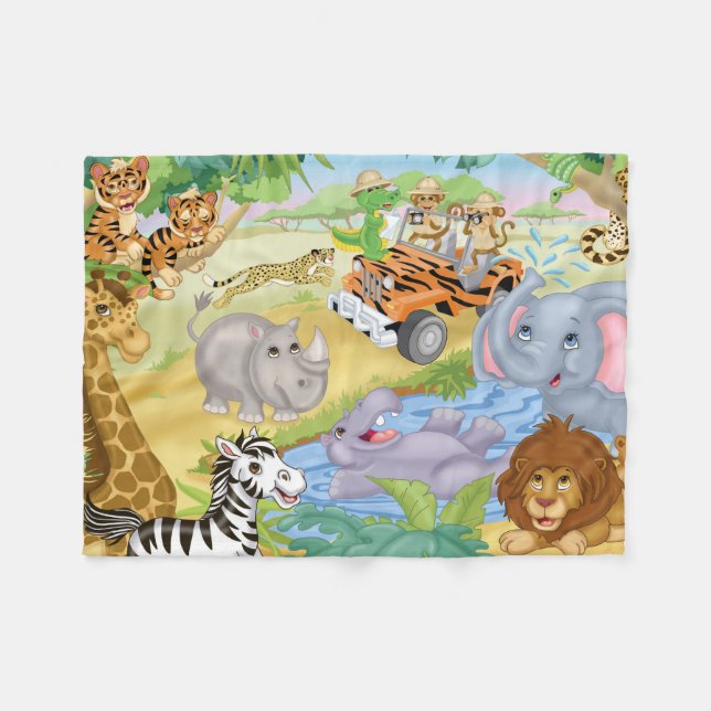 Safari-Tierflanell-Decke Fleecedecke (Vorderseite (Horizontal))