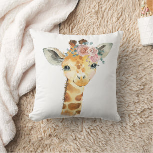 Safari-Tierkinderzimmer-Kunst, Wasserfarben-Giraff Kissen