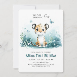 Safari Tigre premier anniversaire Invitation pour 