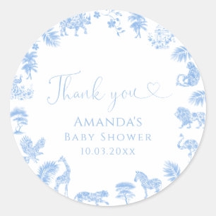 Safari Toile Baby Dusche Runder Aufkleber