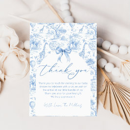 Safari Toile De Jouy Baby Dusche Danke Karte