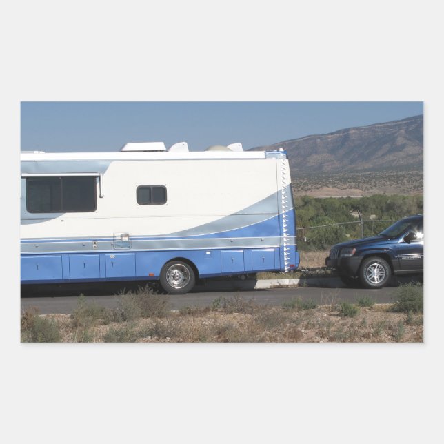 Safari Trek 1999 Blue Classic RV Motorhome Rechteckiger Aufkleber (Vorderseite)