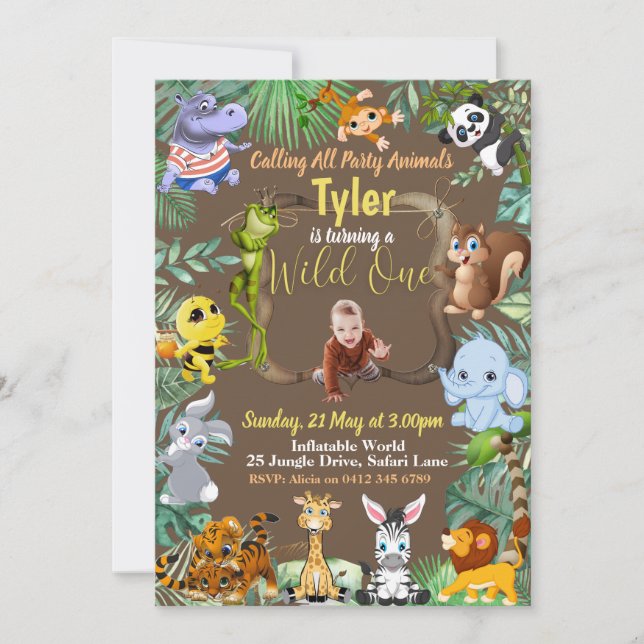 Safari Tropical Invitation d'anniversaire (Devant)