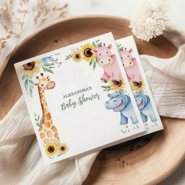 Safari Tropical Jungle Animals Baby Dusche Serviette (Von Creator hochgeladen)