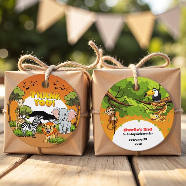 Safari Tropical Jungle Animals Cartoon Vielen Dank Geschenkanhänger (Von Creator hochgeladen)