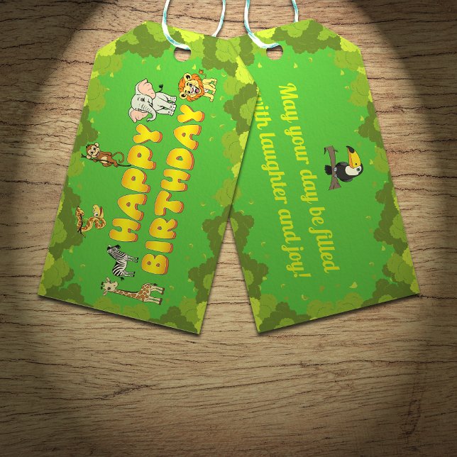 Safari Tropical Jungle Animals Niedlich Green Birt Geschenkanhänger (Von Creator hochgeladen)