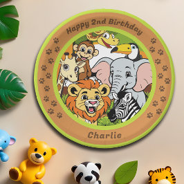 Safari Tropical Jungle Animals Niedliches Cartoon  Pappteller