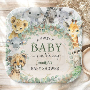 Safari-Tropischer-Dschungel-Tiere-Baby-Party Pappteller