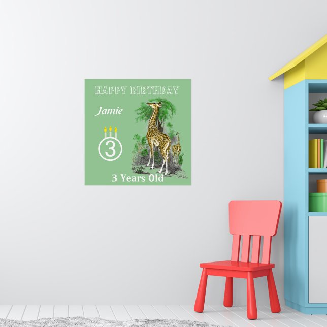 Safari Ultra Cute Giraffe Affiches d'anniversaire (Pépinière 1)