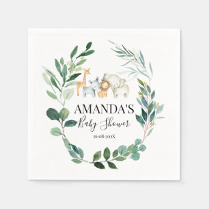Safari und Foliage Wreath Babydusche Napkins Serviette