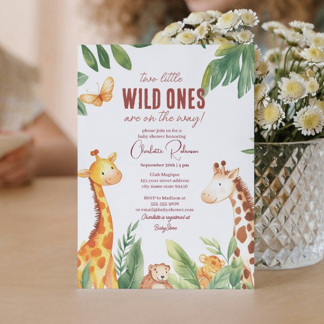 Safari und Zwillinge Baby Niedlich Baby Dusche Einladung (Von Creator hochgeladen)