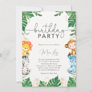 Safari vert tropical Invitation de fête d'annivers