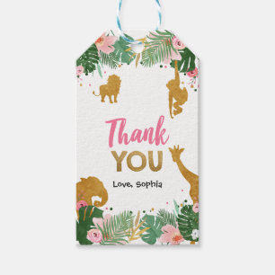 Safari Vielen Dank für Tag Jungle Animals Girl Geschenkanhänger