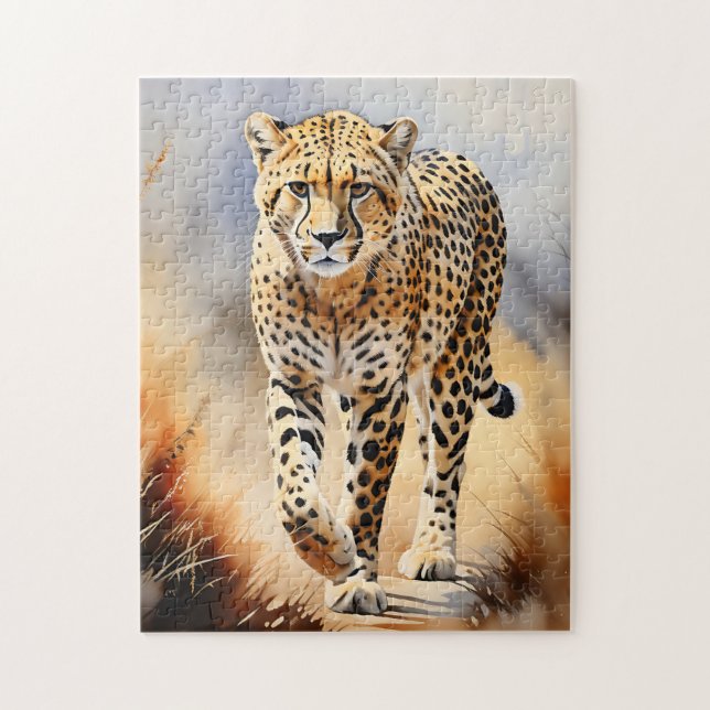 Safari Watercolor Cheetah Nature (Vertikal)