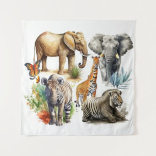 Safari Watercolor Wandteppich
