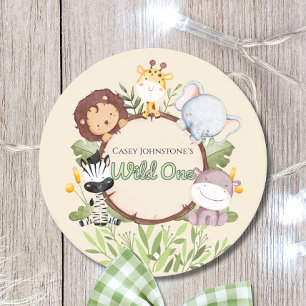 Safari Watercolor Wild One 1. Geburtstag Runder Pappuntersetzer