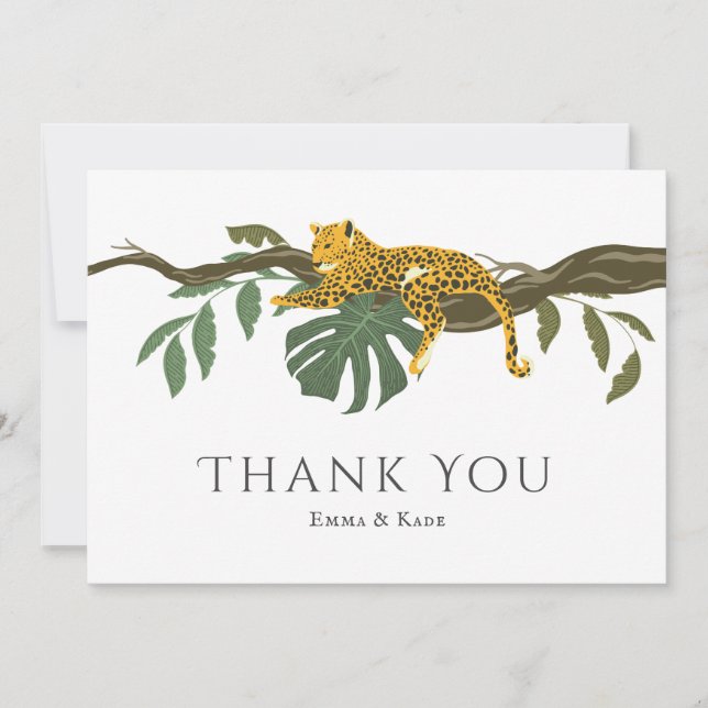 Safari Wedding Jungle Cheetah Vielen Dank Dankeskarte (Vorderseite)