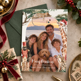 Safari-Weihnachtsfamilienfoto-Urlaubskarte Feiertagskarte