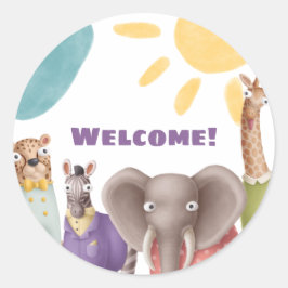 Safari Welcome Cupcake Topper Runder Aufkleber