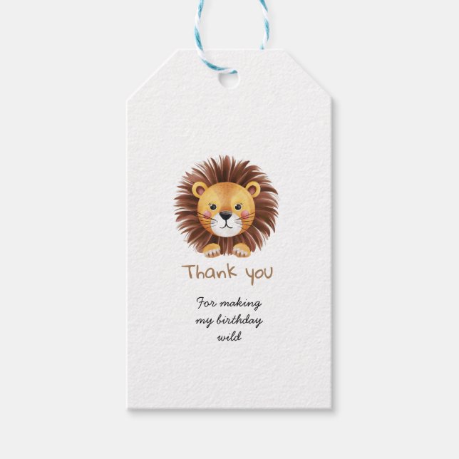 Safari wild 1. Geburtstag Geschenkanhänger (Vorderseite)