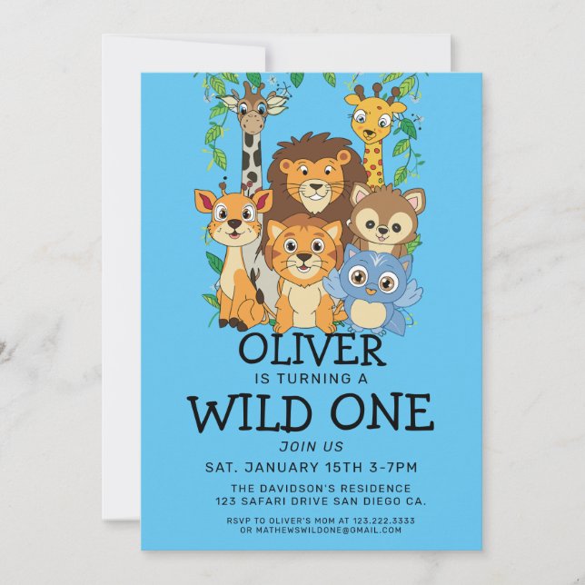 Safari Wild 1er anniversaire Invitations (Devant)