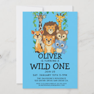 Safari Wild 1er anniversaire Invitations