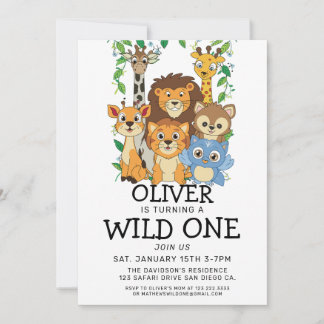 Safari Wild 1er anniversaire Invitations