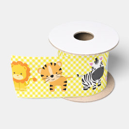 Safari Wild Animals und Gingham Satinband