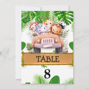 Safari Wild Dschungel Ein Geburtstag Tisch Nummer Dankeskarte