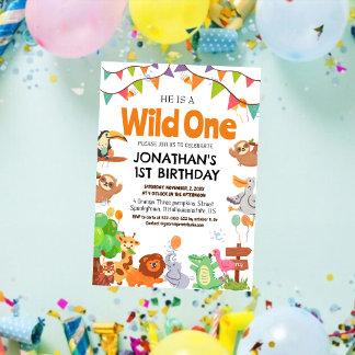 Safari Wild ein einfaches Niedliches First Geburts Einladung