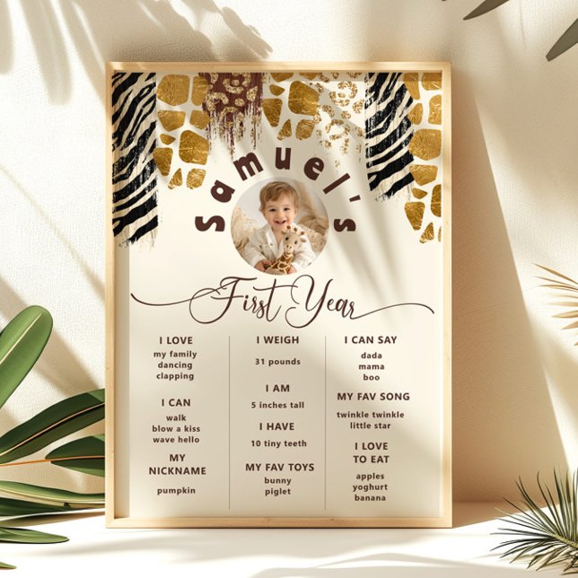 Safari Wild ein Geburtstag Foto Milestone Poster (Von Creator hochgeladen)